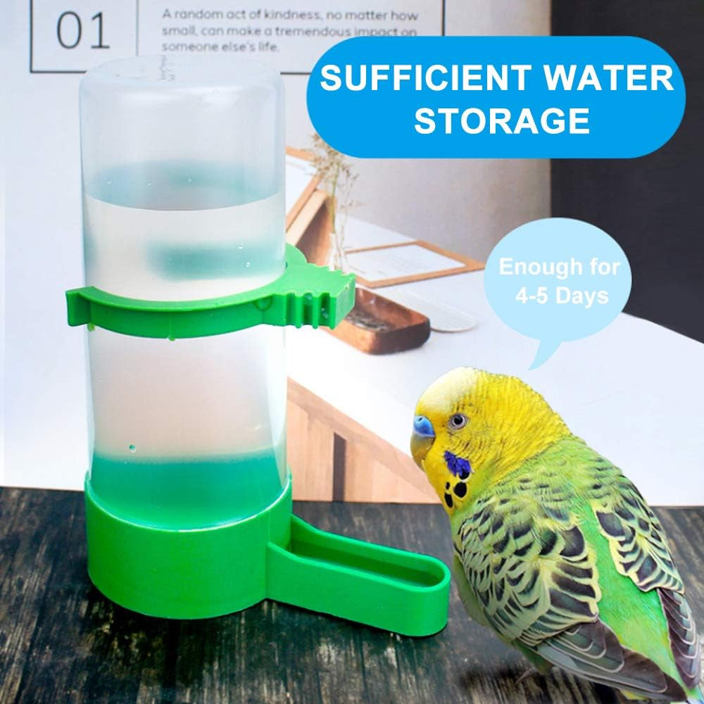 2PCS Automatic Bird Water Dispenser with 1PCS Food Feeder for Cage Pet Parrot Budgie Lovebirds Cockatiel (2Pcs 60Ml + 1Pcs 150Ml)