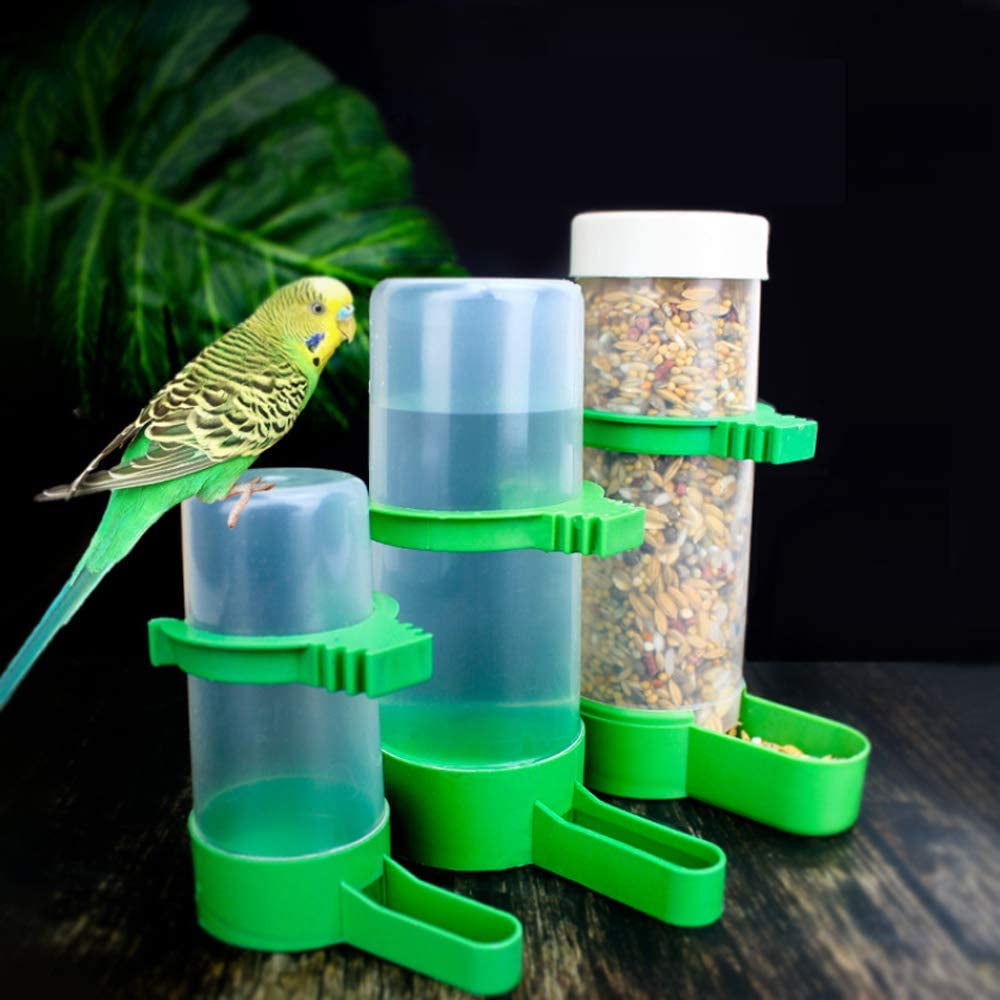 2PCS Automatic Bird Water Dispenser with 1PCS Food Feeder for Cage Pet Parrot Budgie Lovebirds Cockatiel (2Pcs 60Ml + 1Pcs 150Ml)