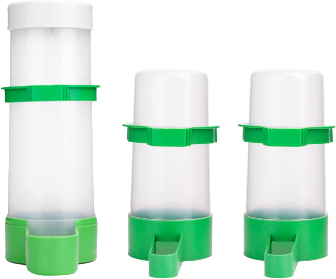 2PCS Automatic Bird Water Dispenser with 1PCS Food Feeder for Cage Pet Parrot Budgie Lovebirds Cockatiel (2Pcs 60Ml + 1Pcs 150Ml)