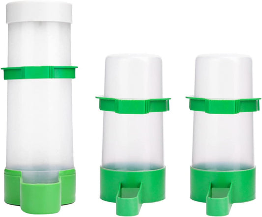 2PCS Automatic Bird Water Dispenser with 1PCS Food Feeder for Cage Pet Parrot Budgie Lovebirds Cockatiel (2Pcs 60Ml + 1Pcs 150Ml)