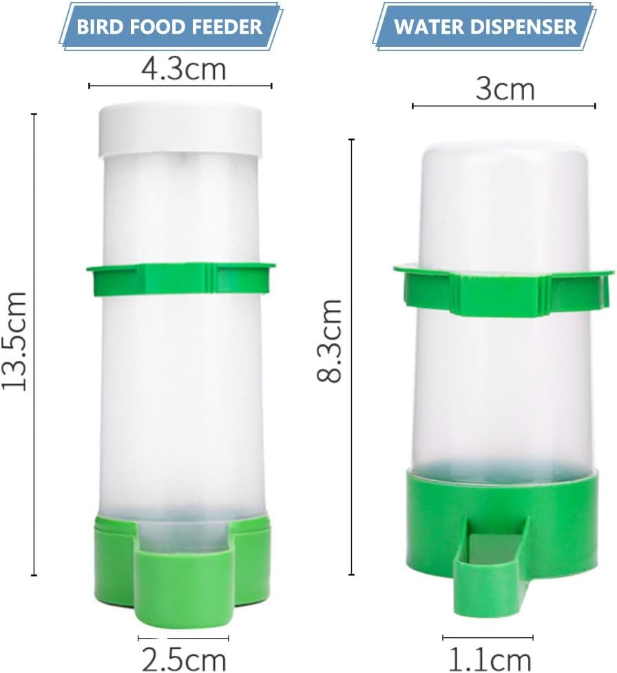 2PCS Automatic Bird Water Dispenser with 1PCS Food Feeder for Cage Pet Parrot Budgie Lovebirds Cockatiel (2Pcs 60Ml + 1Pcs 150Ml)