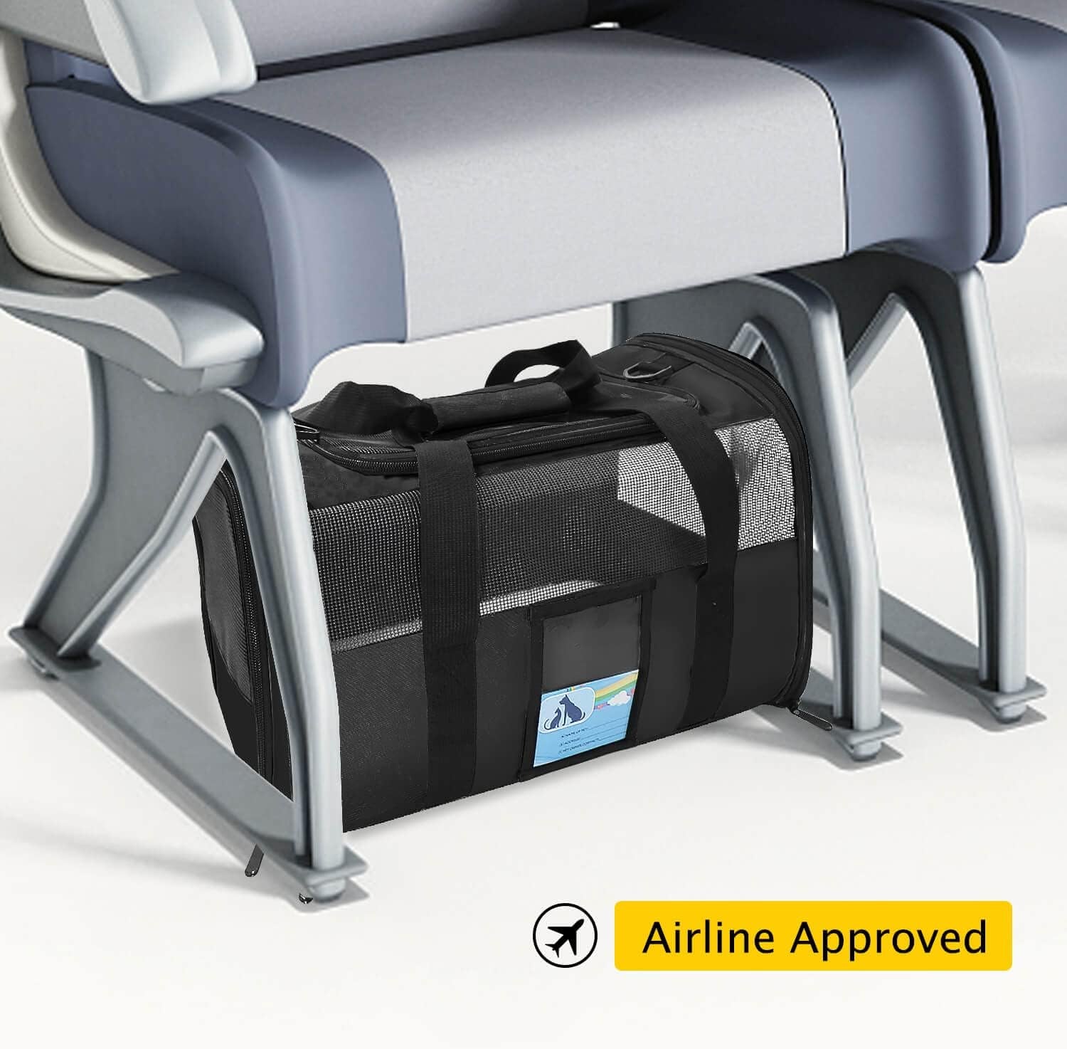 Pet Carrier - Airline & TSA Approved, Soft Cat & Dog Carrier for Medium & Small Pets, up to 15 Lbs, Black