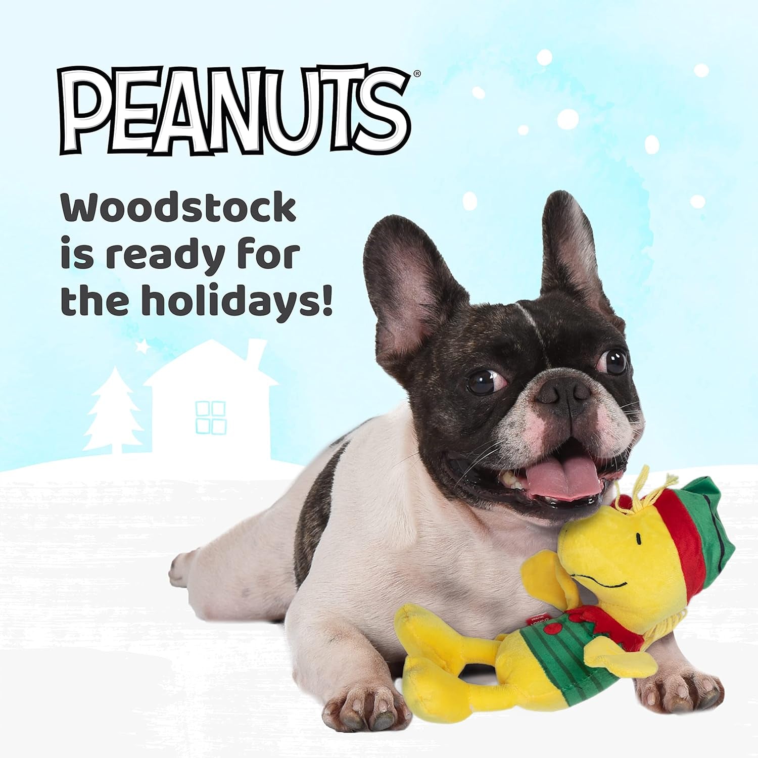 Comics 6" Holiday Woodstock Plush Elf Dog Toy | Small Squeaky Dog Toy, Yellow Dog Chew Toy | Woodstock Stuffed Animal Toy for Dogs Officially Licensed by Comics, (FF14017)