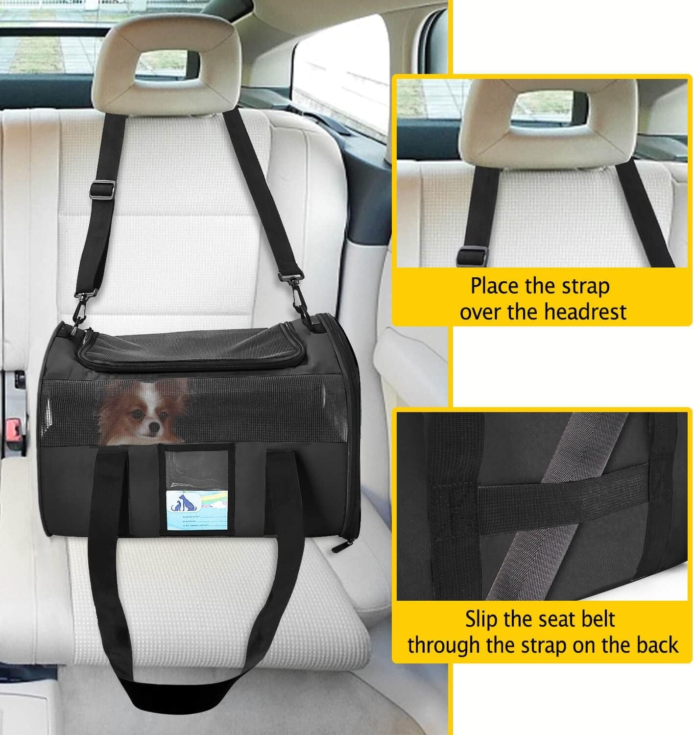 Pet Carrier - Airline & TSA Approved, Soft Cat & Dog Carrier for Medium & Small Pets, up to 15 Lbs, Black