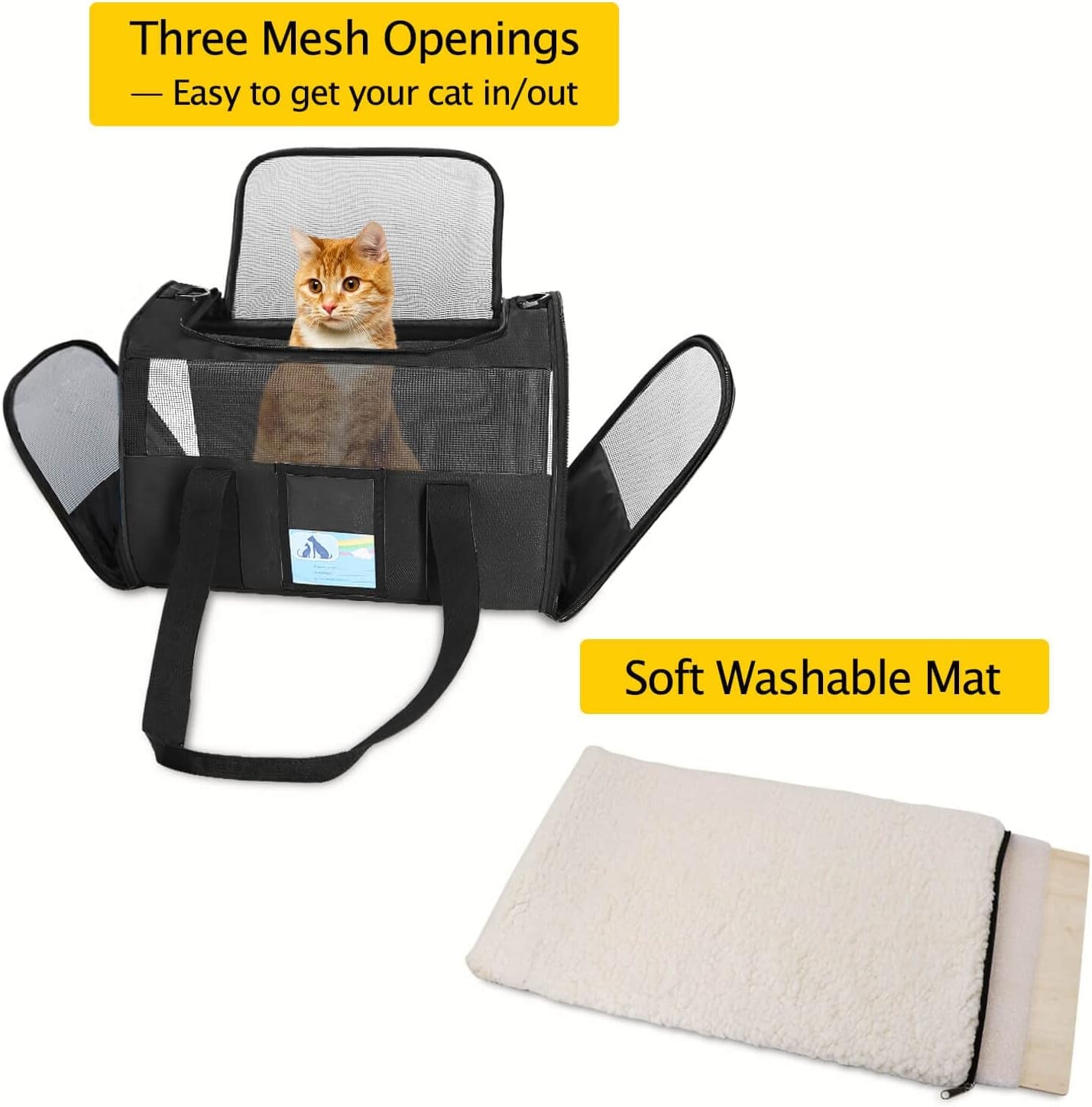 Pet Carrier - Airline & TSA Approved, Soft Cat & Dog Carrier for Medium & Small Pets, up to 15 Lbs, Black